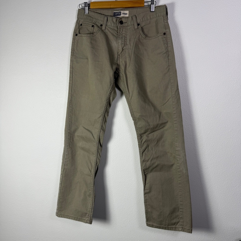 Signature Levi Strauss Straight Leg Pants Mens 30x30 Tan Excellent Khaki Chino